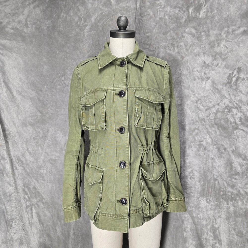 Gap‎ Womens S Green Cotton Military Utility Field Jacket Gorpcore Cargo Safari